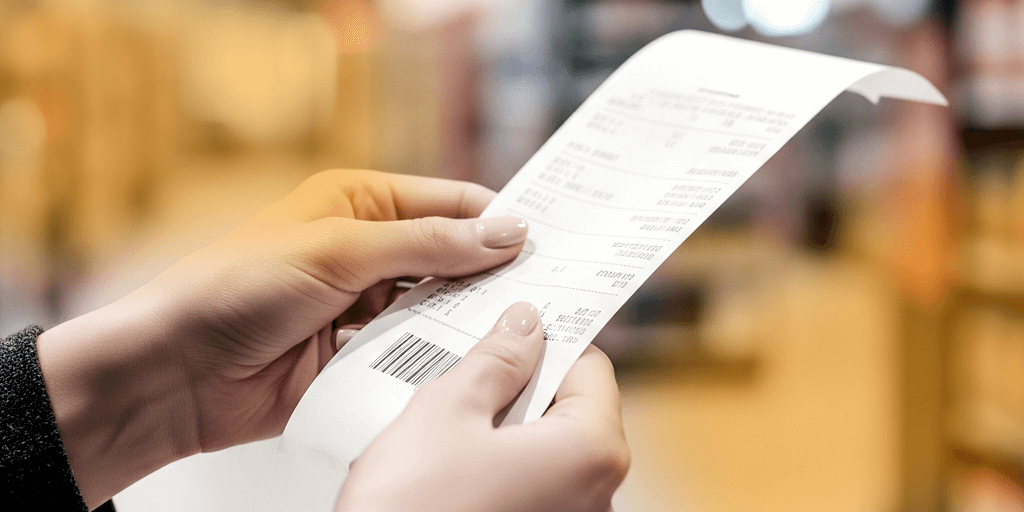 Ticket de compra representando la función de facturación electrónica