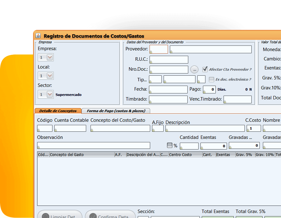 Interfaz del sistema mostrando el módulo de Abastecimiento